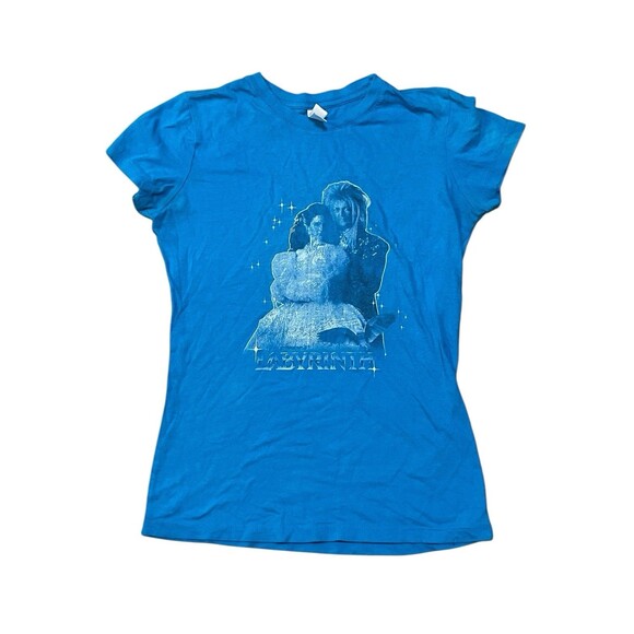 Labyrinth Size Junior M Blue T Shirt 80s Movie Jareth Logo Jim Henson Tee - Picture 1 of 4
